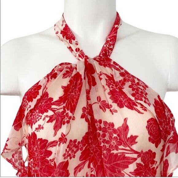 Chelsea28 Nordstrom Pink & Red Floral Off Shoulder Midi Dress Size XL - Picture 9 of 11